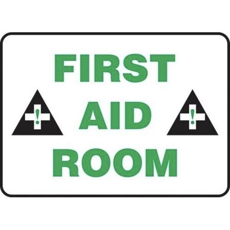 Accuform Safety Sign, FIRST AID STATION, 7 X 10, Aluminum MFSD959VA